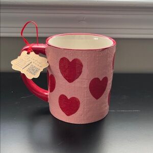 Heart Patterned Pink and Red Mug